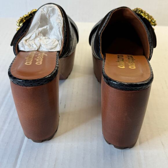 Autumn Adeigbo Double Strap Clog Black Snake Embossed Leather NWOB EU40 US10 - Picture 6 of 10